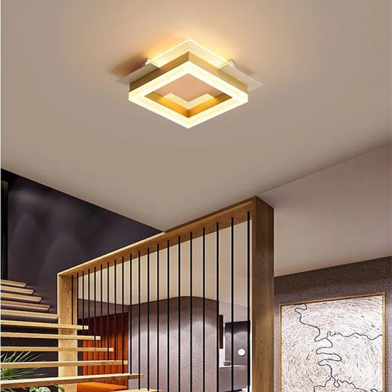 Amos Moderna Cuadrada/Redonda Metal LED Lámpara de Techo Dorada