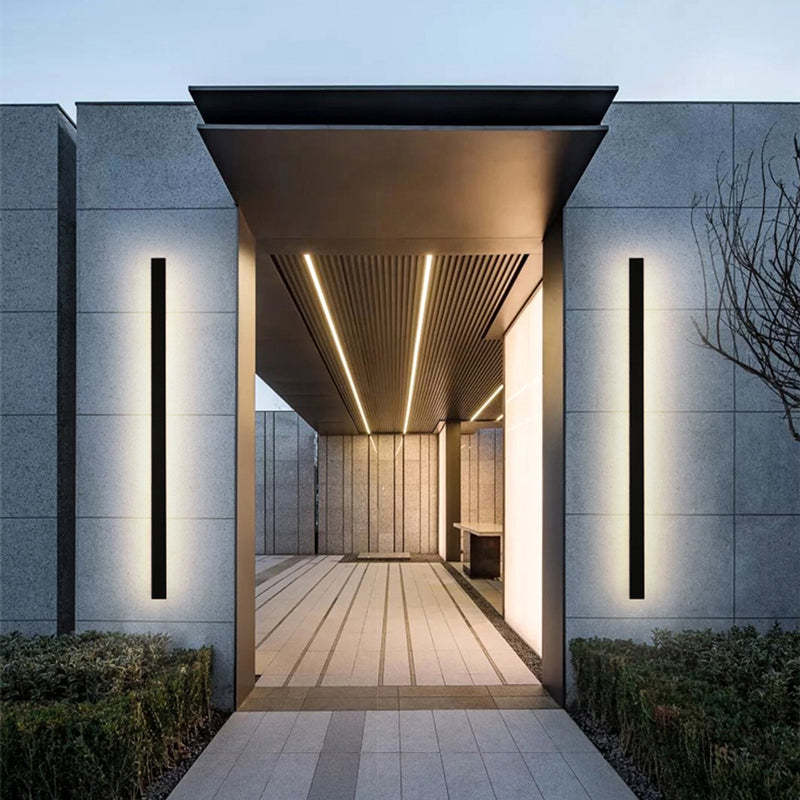 Minimalista Lineal Metal Aplique de Pared Exterior Jardín | Las Sola