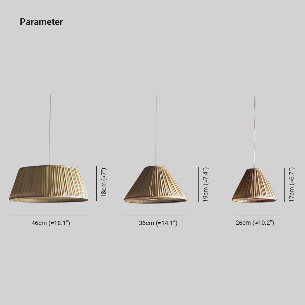 Renée Pleated Pendant Light Wabi Sabi, Metal/Fabric, Living Room