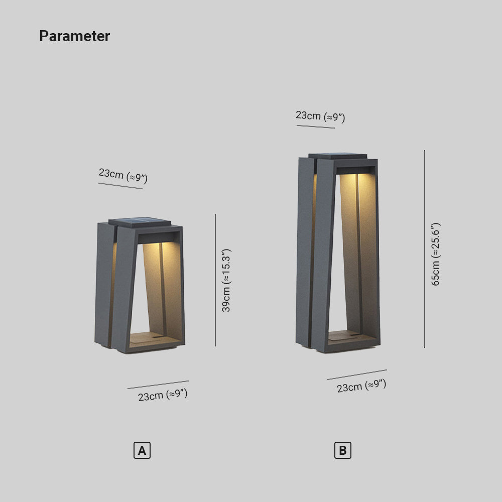 Orr Minimalista Cuboide Metal Acrílico Lámpara Exterior