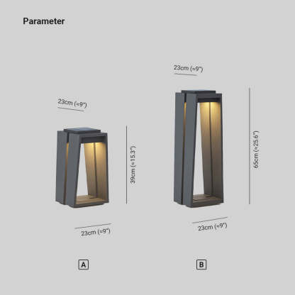 Orr Minimalista Cuboide Metal Acrílico Lámpara Exterior