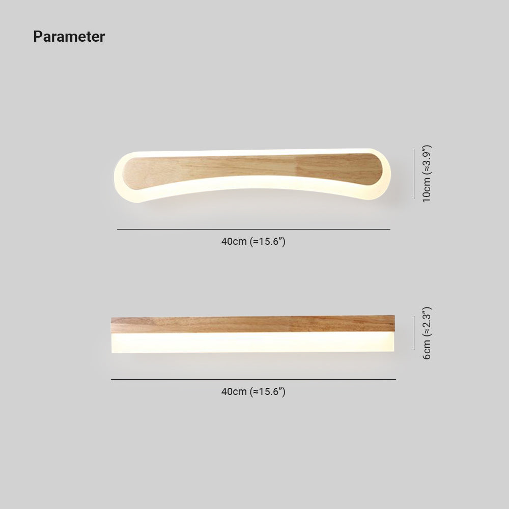 Ozawa Simple Lineal Metal/Madera Aplique de Pared Rectangular, Madera