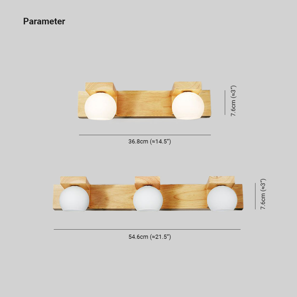 Ozawa Redondo de Madera Aplique de Espejo para baño, 2/3 Luces