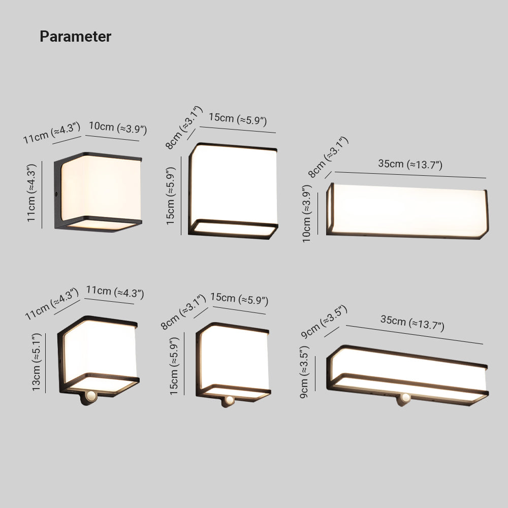 Orr Moderno LED Aplique Exterior Solar Blanco/Negro Pasillo/Balcón Acrílico 3 Tamaños 10CM 15CM 35CM