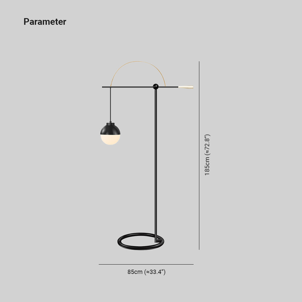 Valentina Moderna Simple Metal/Vidrio Lámpara de Pie, Negro
