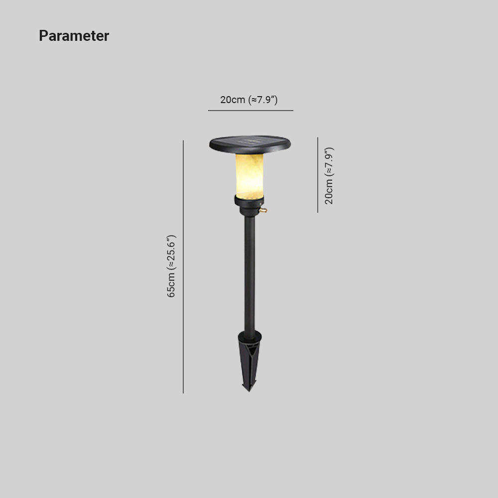 Pena Modern Metal/Marble Solor Outdoor Ground Light, Black