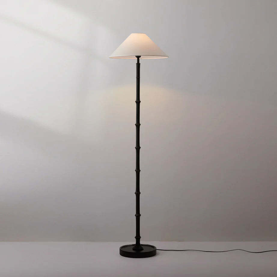 Retro Crackle Black Resin Floor Lamp