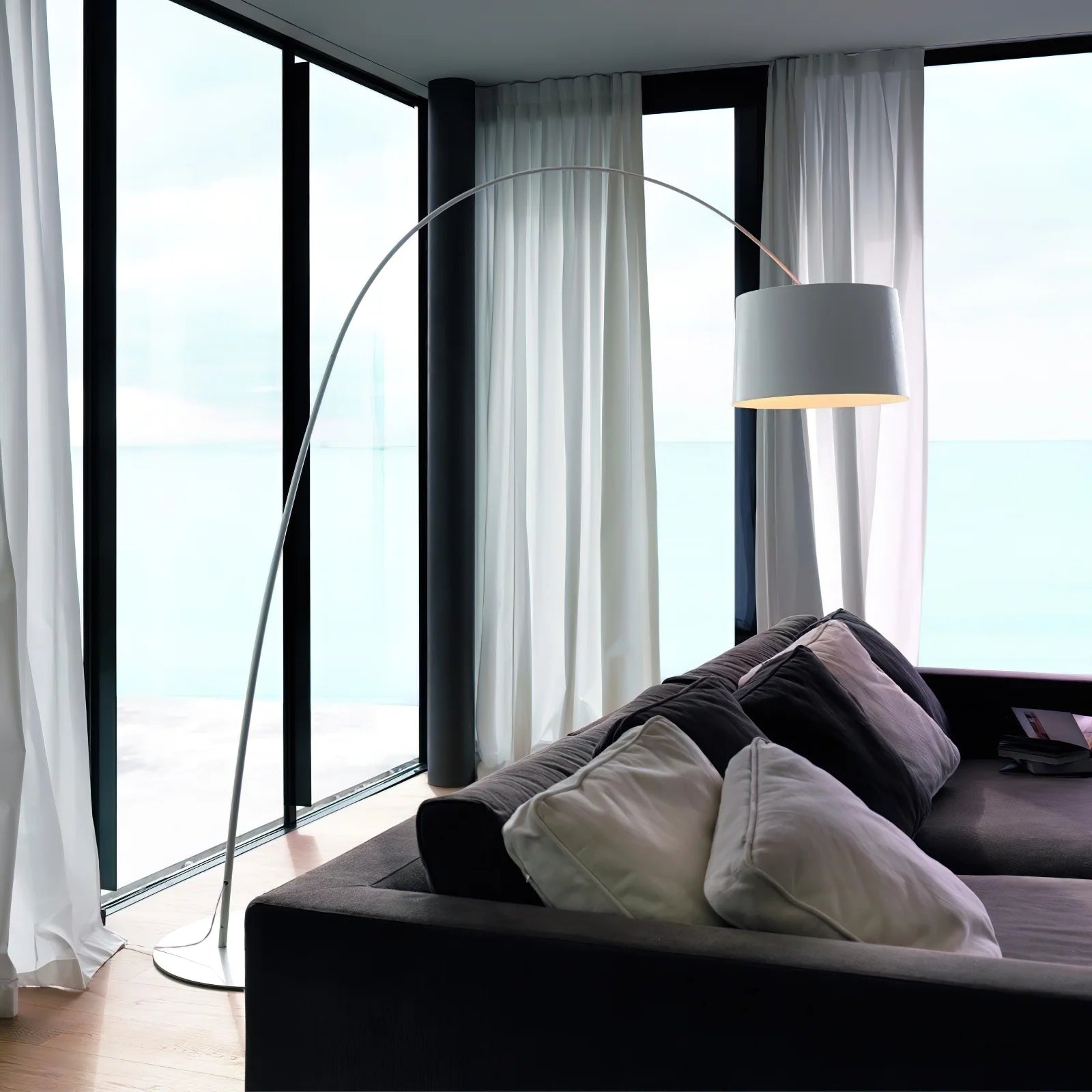 Axis Curved Drum Shade Floor Lamp