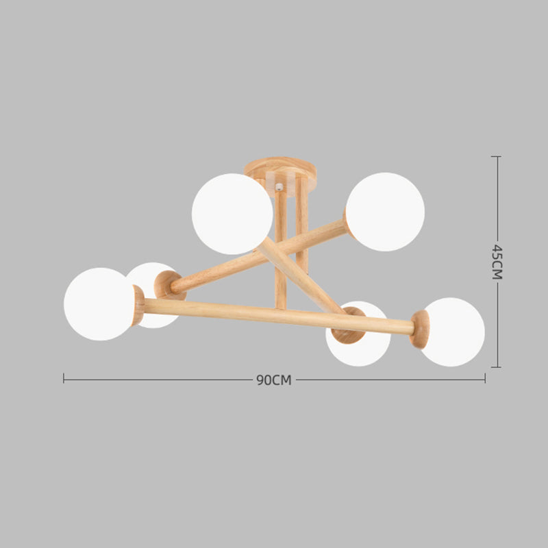 Ozawa Nórdica Multiple Bolas Vidrio Lámpara de Techo Madera