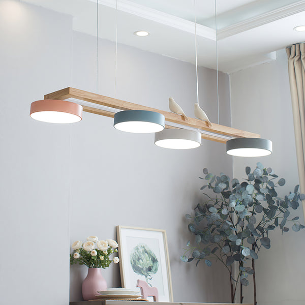 Morandi Moderna Metal Madera Resina Acrílico Lámpara Colgante Comedor Dormitorio