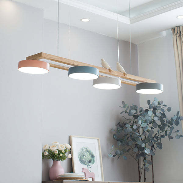 Morandi Moderna Metal Madera Resina Acrílico Lámpara Colgante Comedor Dormitorio