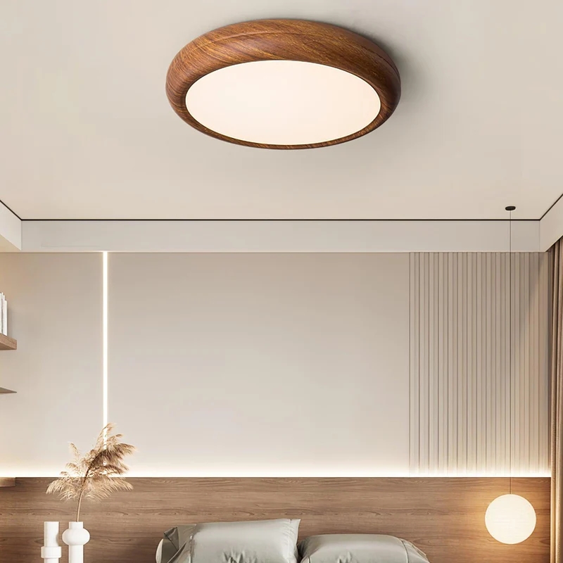 Ozawa Modern Minimalism Round Wood Ceiling Lamp Bedroom  Dining Room