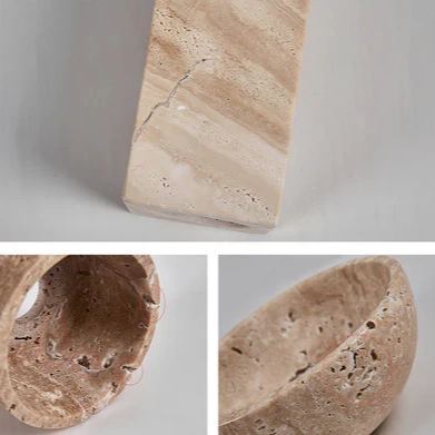 Zaid Modern Minimalism LED Travertine Wood Wall Light Bathroom Bedroom