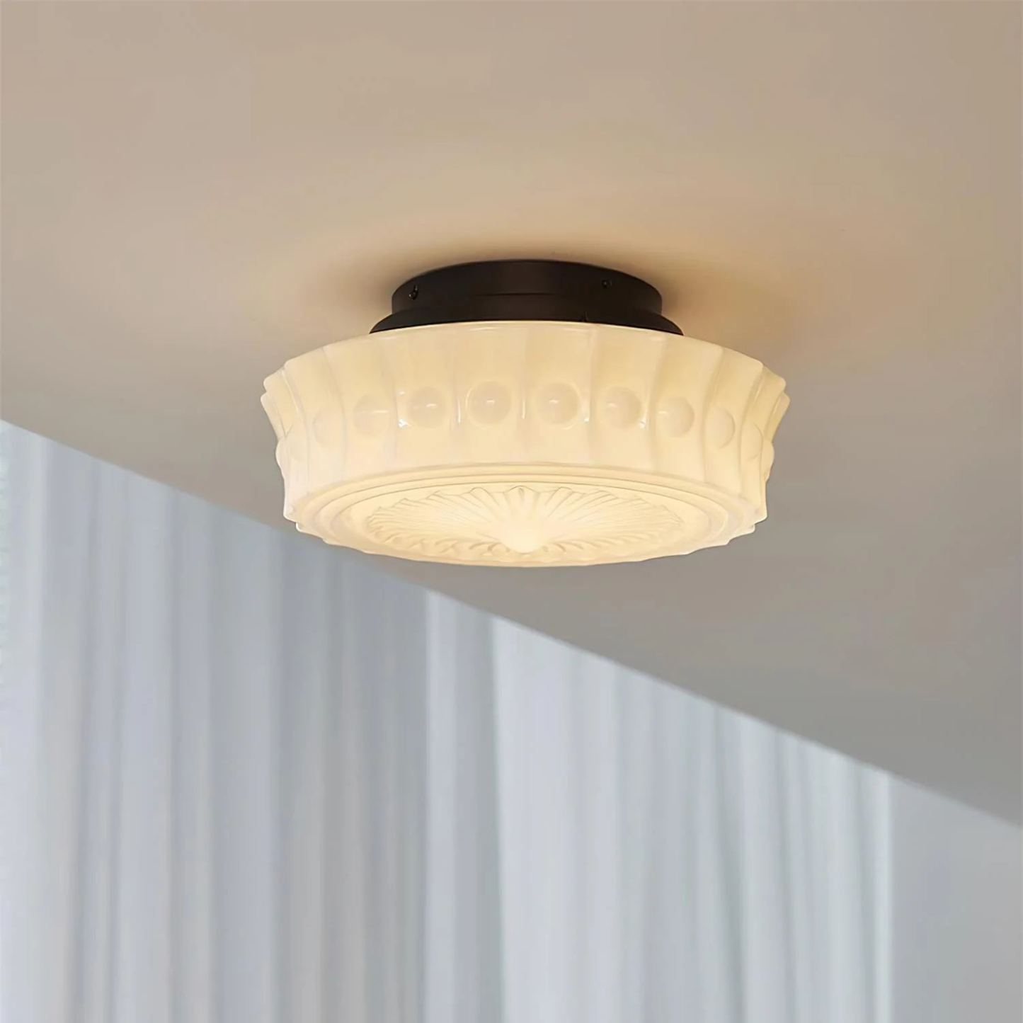 Quinn Nordic Beige White Ceiling Lamp Bedroom  Dining Room