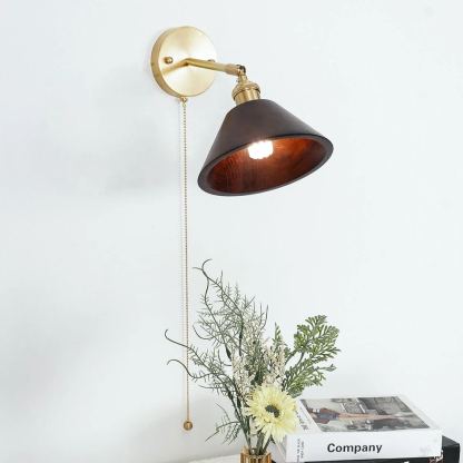 Alessio Vintage Round Wood Wall Light Bedroom Hallway Living Room