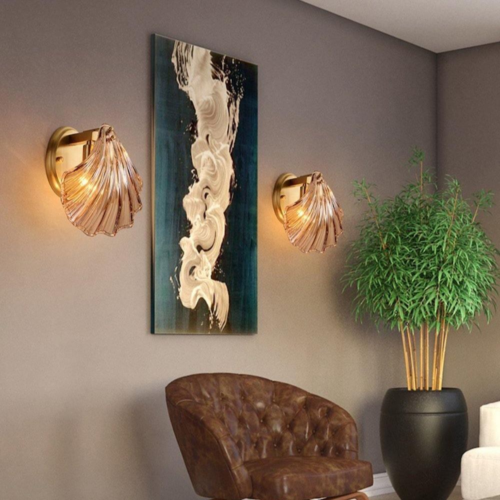 Orr Modern Unusual Shell Glass Wall Light Bedroom Living Room