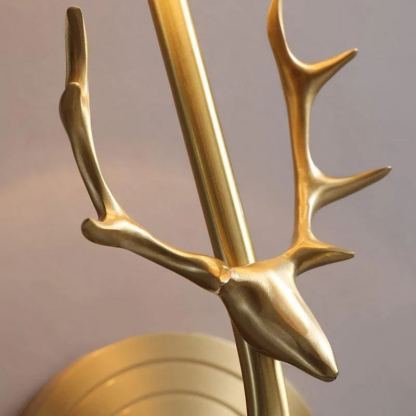 Alessio Vintage Brass Deer Head Fabric Wall Light Bedroom Hallway