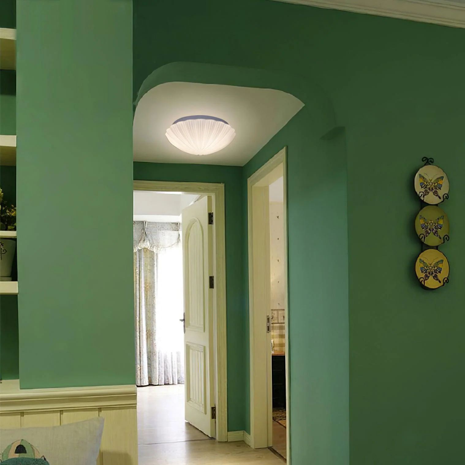 Quinn Modern Urban Seashell Glass Ceiling Light Bedroom Hallway
