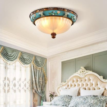 Alessio Vintage Classical Round Glass Ceiling Light Shades Bedroom