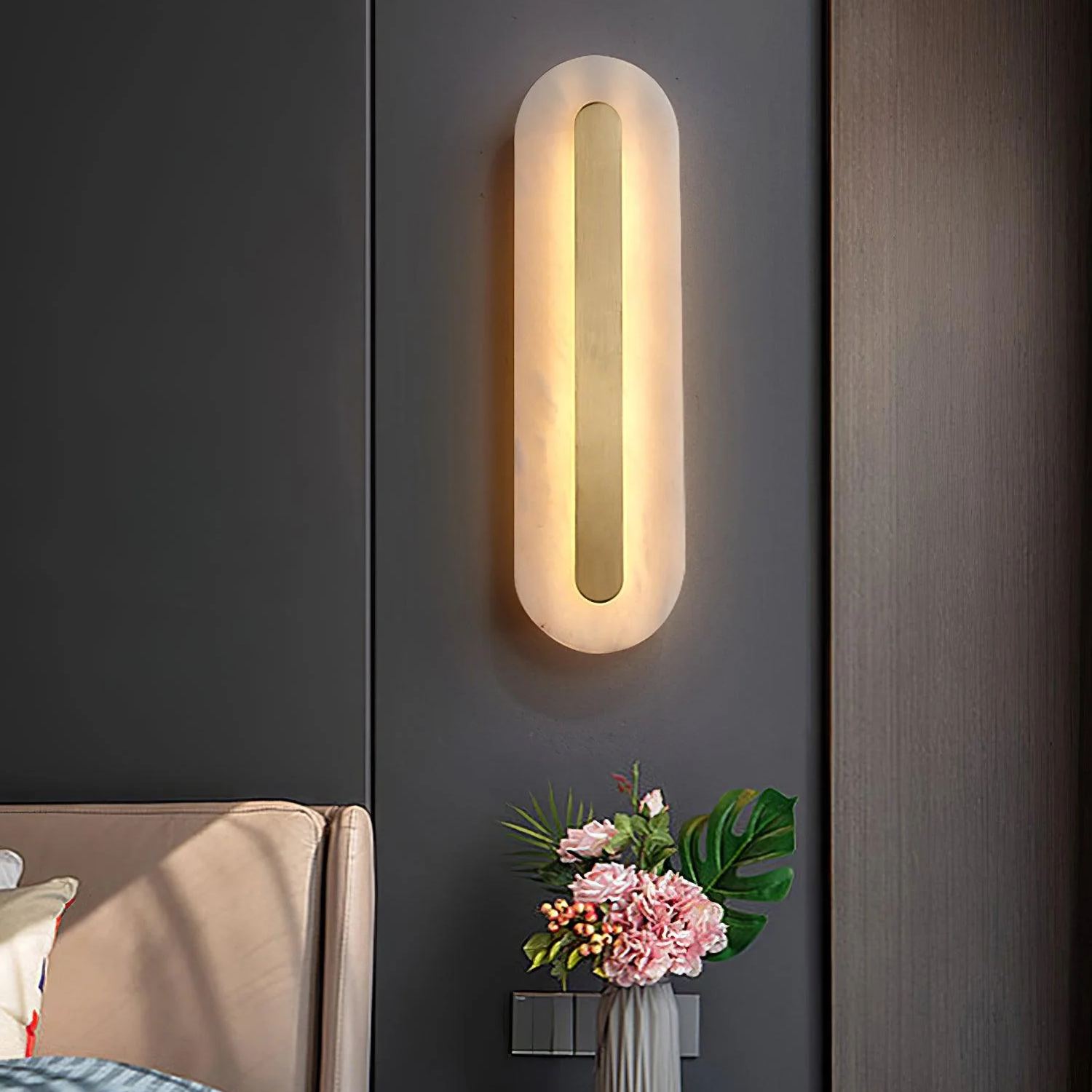Jade Moderno Redondeado Alabastro Aplique Dormitorio Salón Pasillo