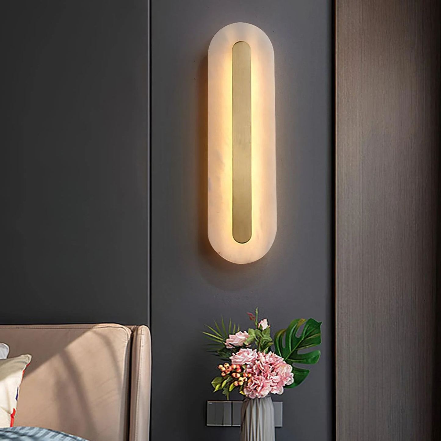 Jade Moderno Redondeado Alabastro Aplique Dormitorio Salón Pasillo