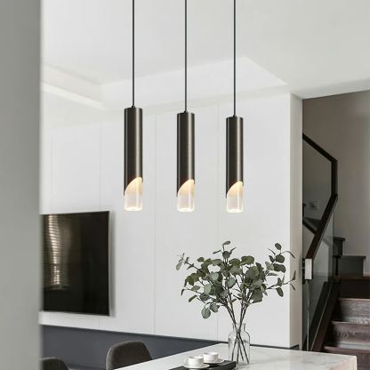 Meza Modern Cylinder Metal Acrylic Pendant Light Bedroom Dining Room