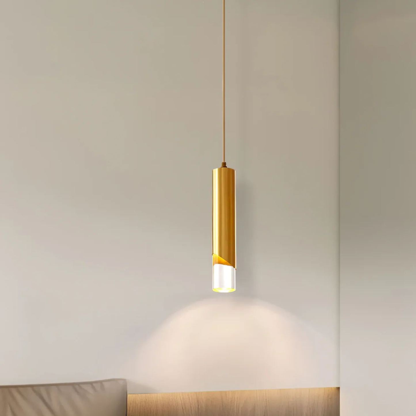 Meza Modern Cylinder Metal Acrylic Pendant Light Bedroom Dining Room