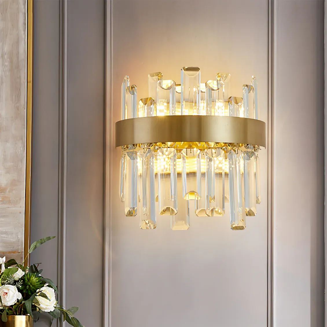 Herbert Classical Urban Crystal  Metal Wall Lamp Bedroom  Dining Room