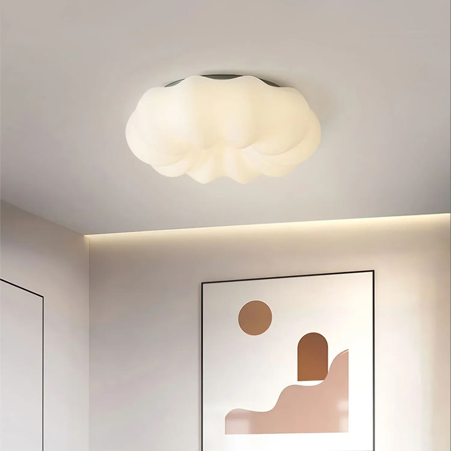 Quinn Modern White Cloud Metal PE Ceiling Lamp Bedroom  Dining Room