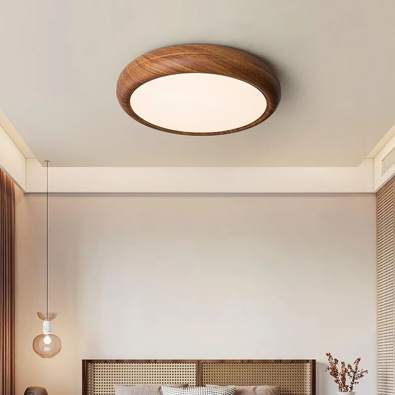 Ozawa Modern Minimalism Round Wood Ceiling Lamp Bedroom  Dining Room