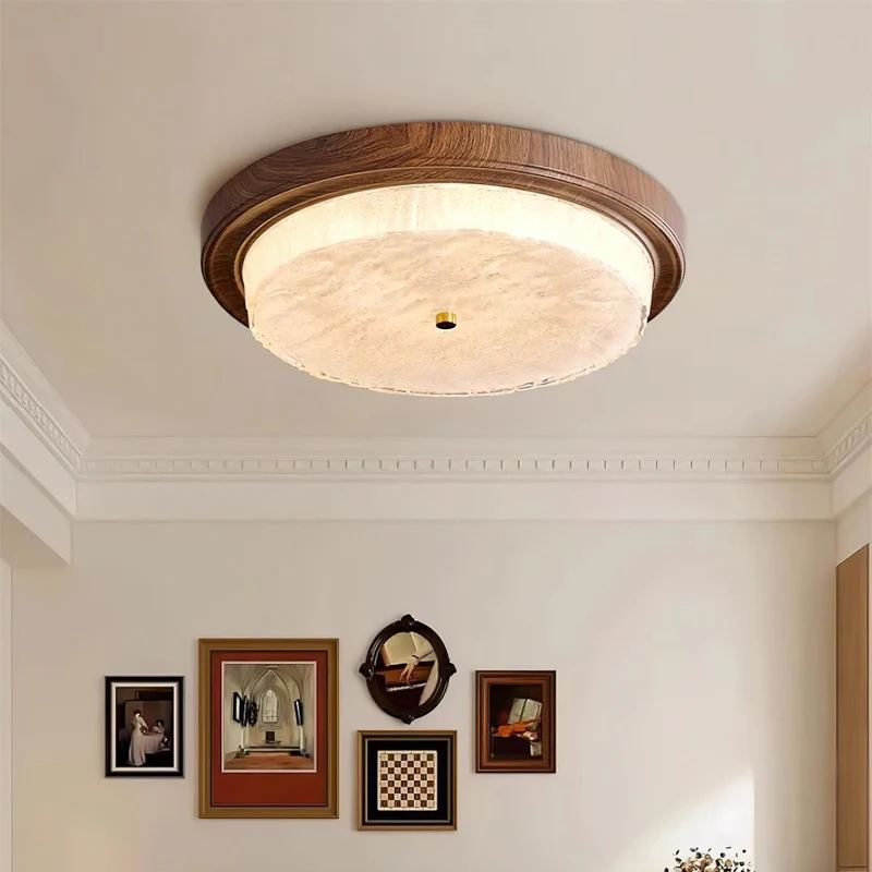 Ozawa Unusual Rustic Round Ceiling Light Bedroom Dining Room