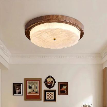 Ozawa Unusual Rustic Round Ceiling Light Bedroom Dining Room