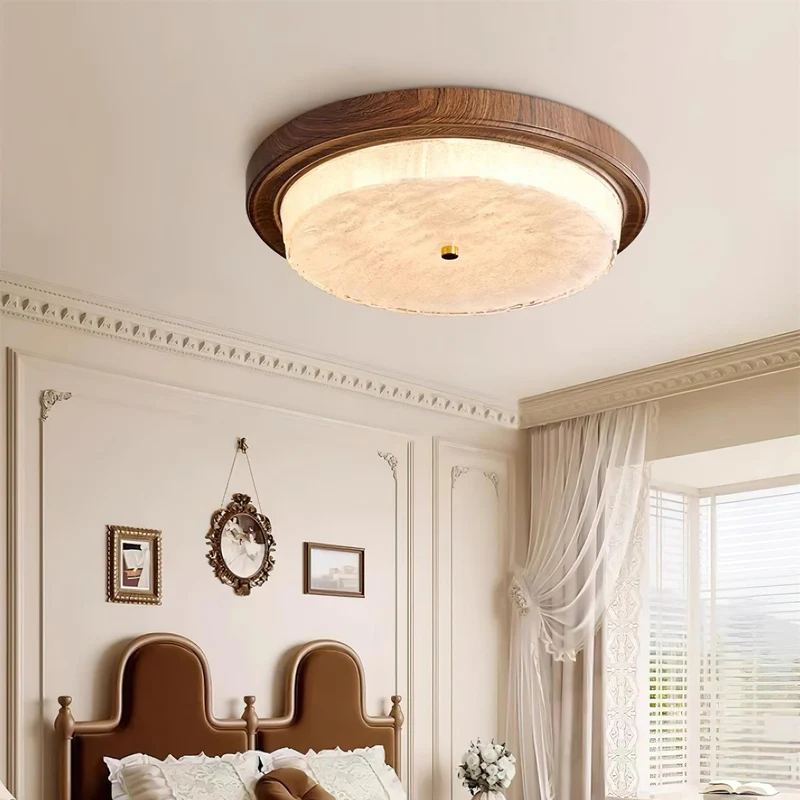 Ozawa Unusual Rustic Round Ceiling Light Bedroom Dining Room