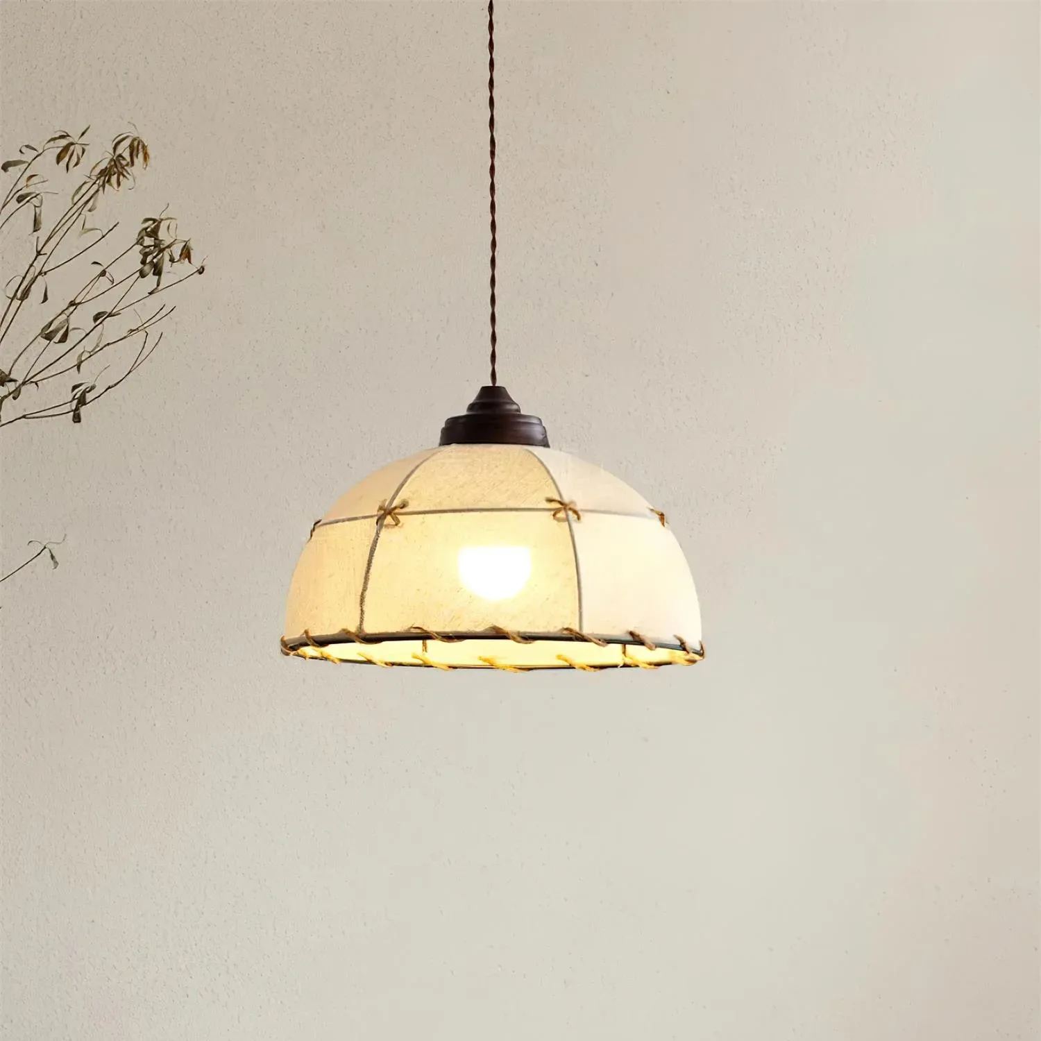 Renée Vintage Round Hanging Fabric Pendant Light Shades Dining Room
