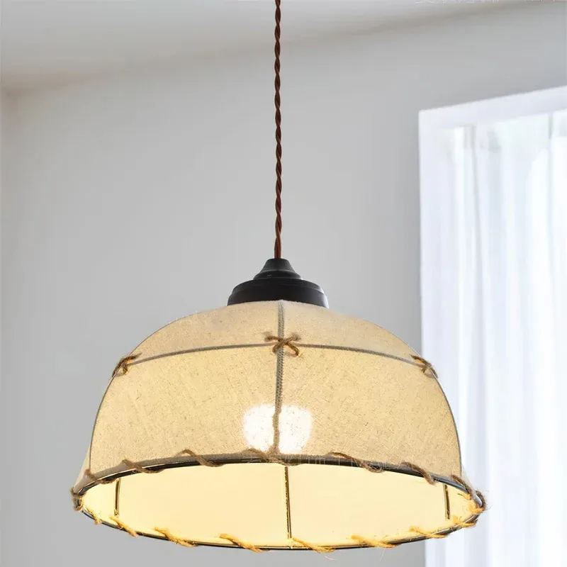 Renée Vintage Round Hanging Fabric Pendant Light Shades Dining Room