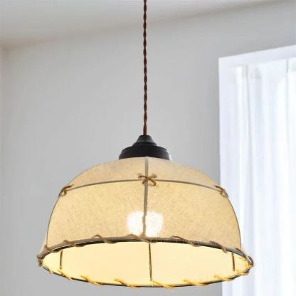 Renée Vintage Round Hanging Fabric Pendant Light Shades Dining Room