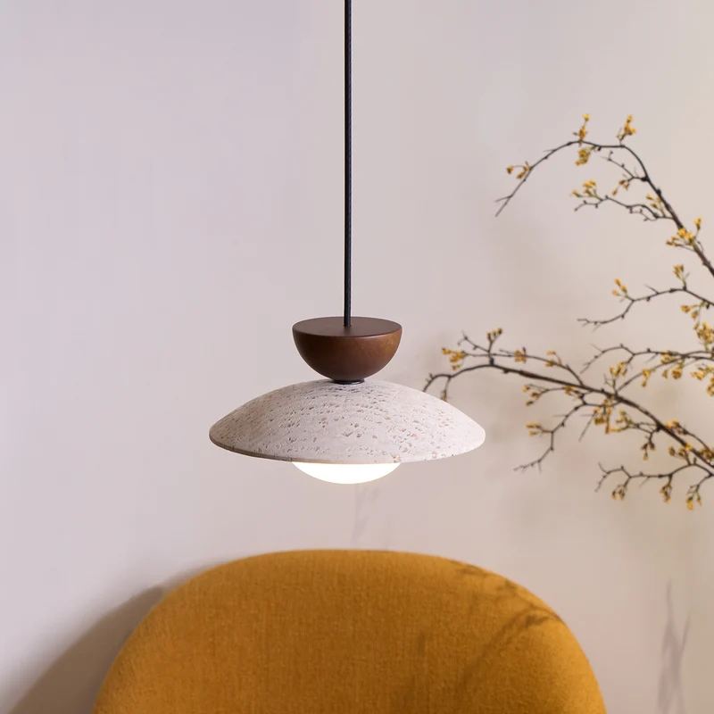 Zaid Modern Round Travertine Pendant Light Shades Dining Room