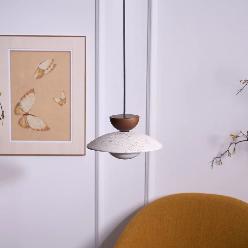 Zaid Modern Round Travertine Pendant Light Shades Dining Room