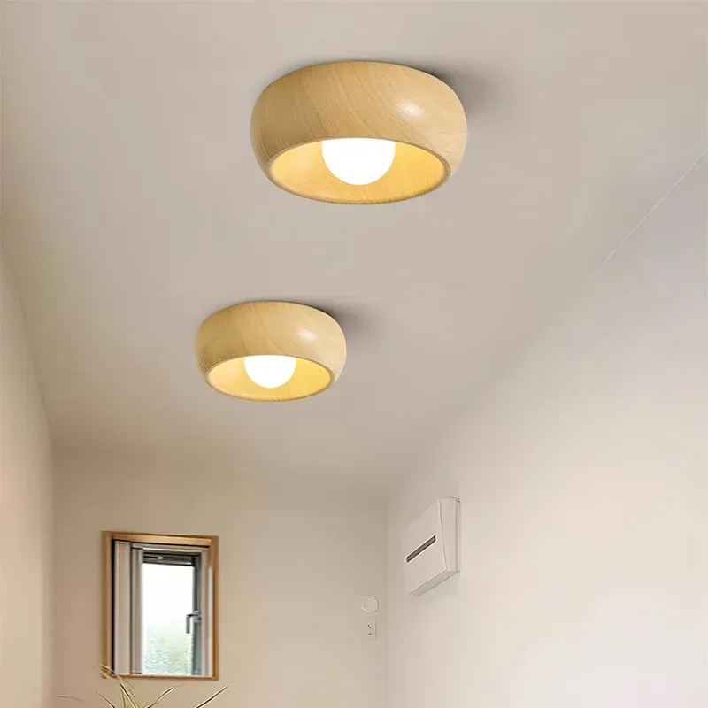 Muto Modern Round Wood Ceiling Light Fixture Hallway Bedroom Living Room