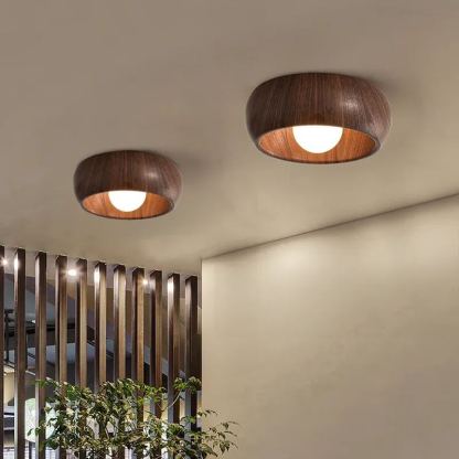 Muto Modern Round Wood Ceiling Light Fixture Hallway Bedroom Living Room