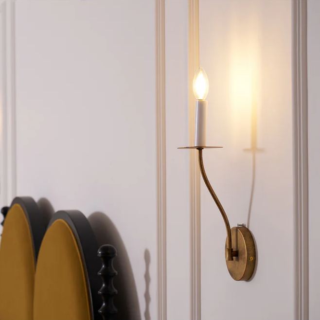 Alessio Vintage Candle Metal Wall Light Fixture Hallway Bedroom Bathroom
