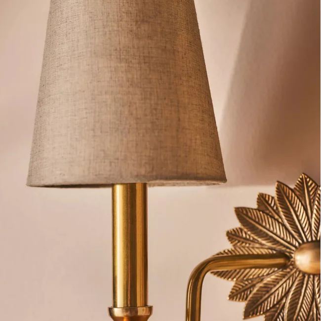 Alessio Vintage Classical Brass Fabric Wall Light Shades Bedroom Living Room