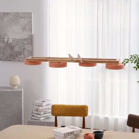 Morandi Moderna Metal Madera Resina Acrílico Lámpara Colgante Comedor Dormitorio