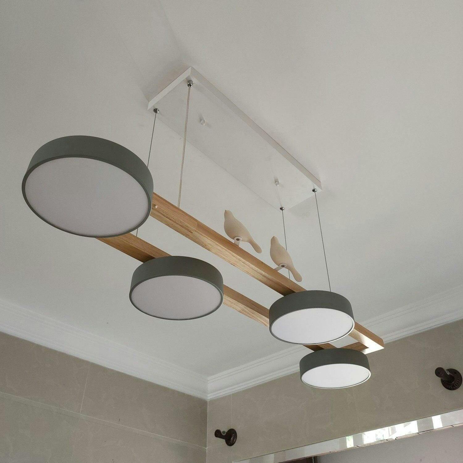 Morandi Moderna Metal Madera Resina Acrílico Lámpara Colgante Comedor Dormitorio