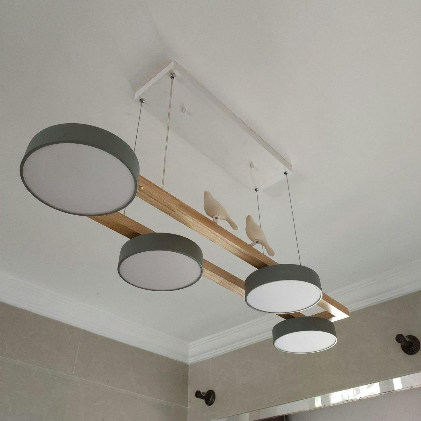 Morandi Moderna Metal Madera Resina Acrílico Lámpara Colgante Comedor Dormitorio
