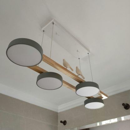 Morandi Moderna Metal Madera Resina Acrílico Lámpara Colgante Comedor Dormitorio