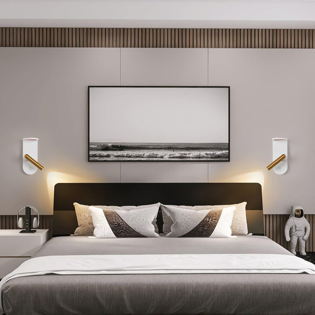Edge Minimalismo Acrílico Metal Negro Blanco Lámpara de Pared Salón Comedor