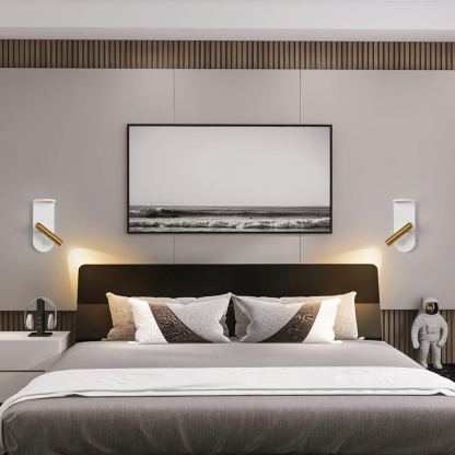 Edge Minimalismo Acrílico Metal Negro Blanco Lámpara de Pared Salón Comedor