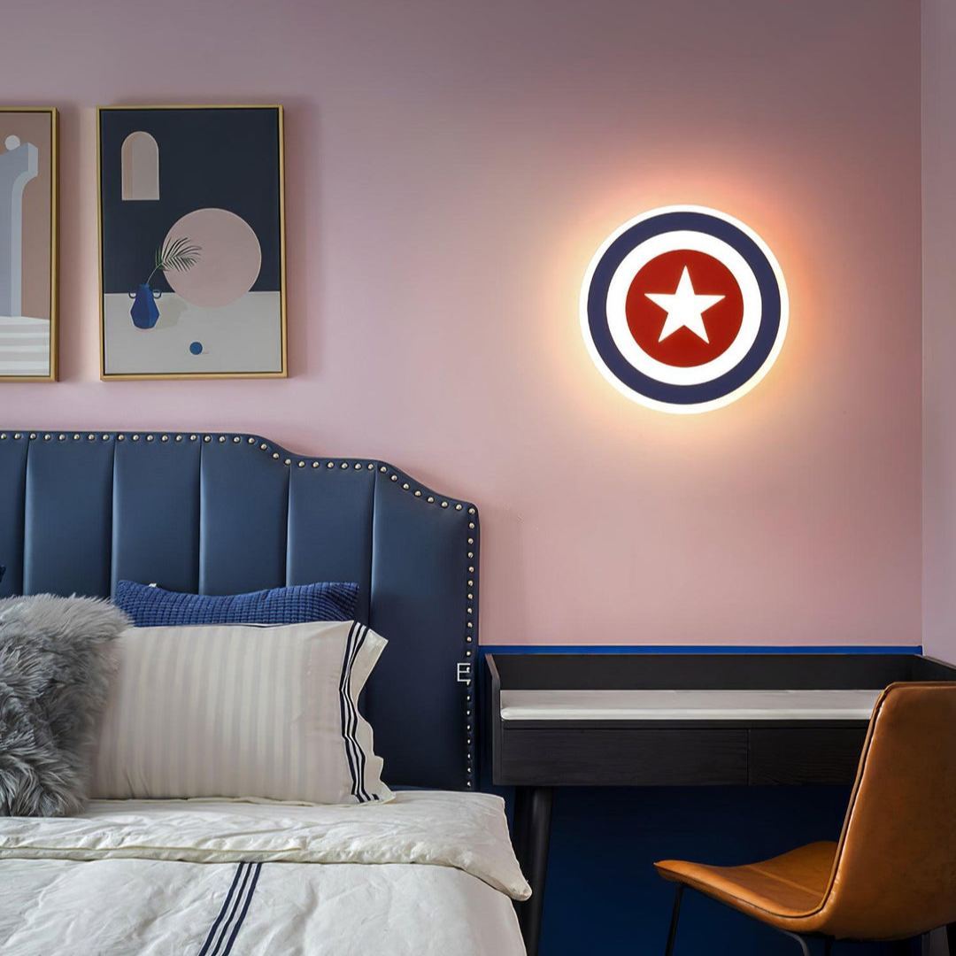 Edge Inusual Capitán Rojo Azul Acrílico Metal Lámpara de Pared Salón Comedor