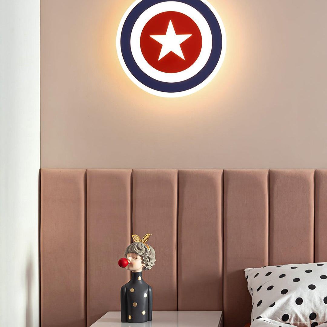 Edge Inusual Capitán Rojo Azul Acrílico Metal Lámpara de Pared Salón Comedor
